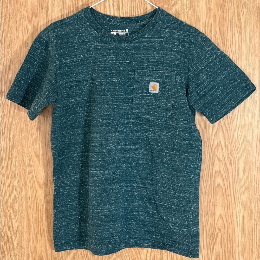Carhartt Green Speckled Loose Fit Crewneck Short Sleeve Pocket Tee